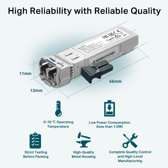 TP-Link TL-SM5110-LR network transceiver module Fiber optic 10000 Mbit/s SFP+ 1310 nm