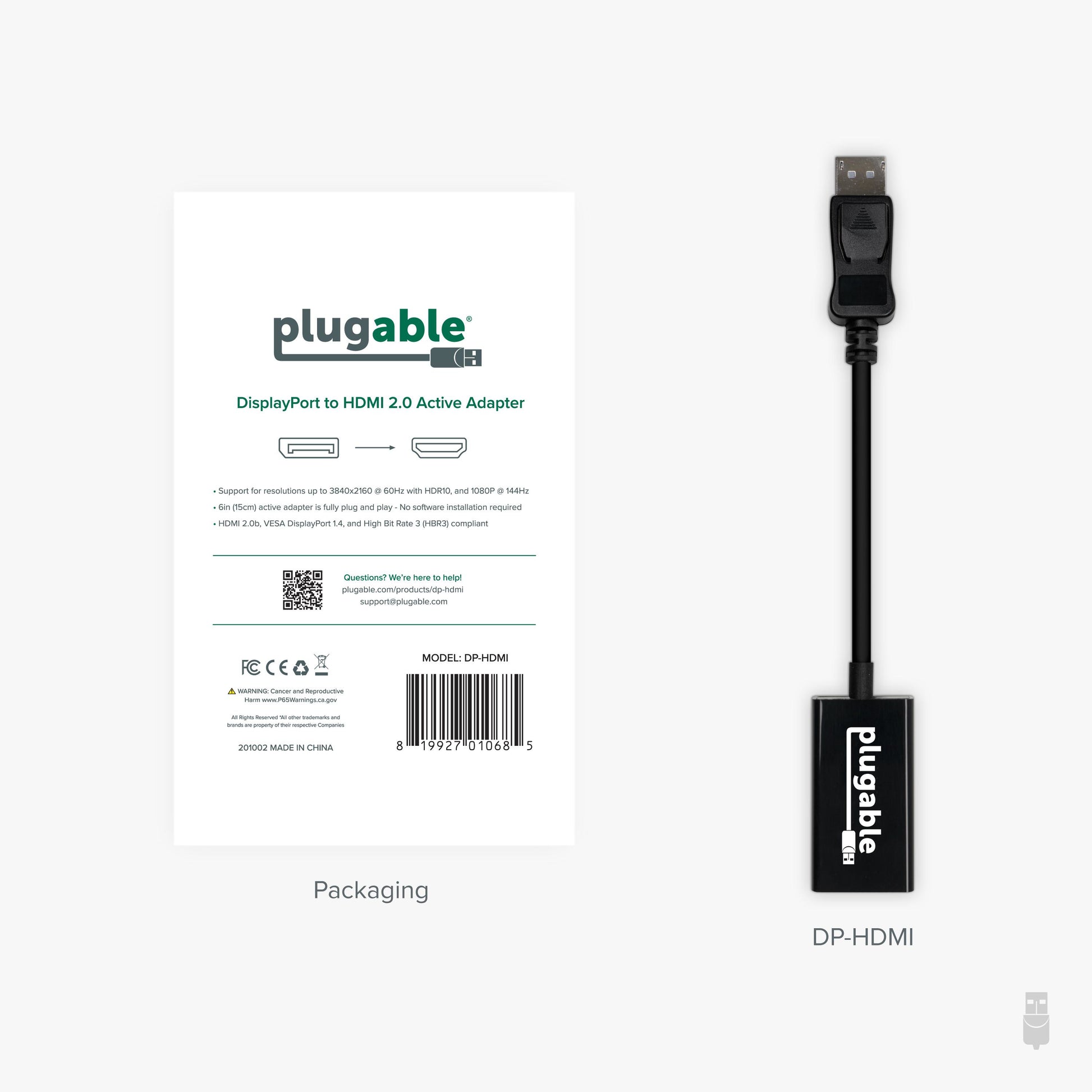 Plugable Technologies DP-HDMI video cable adapter DisplayPort Black