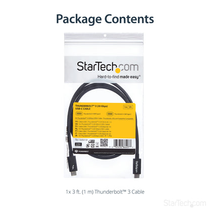 StarTech.com TBLT3MM1M Thunderbolt cable 39.4" (1 m) 20 Gbit/s Black