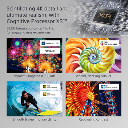 Sony FW-98BZ53L signage display Digital signage flat panel 98" LED Wi-Fi 780 cd/m² 4K Ultra HD Black Android 24/7