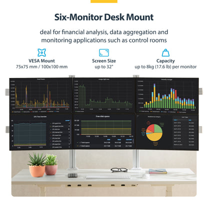 StarTech.com 6-MONITOR-ARM-A monitor mount / stand 32" Desk White