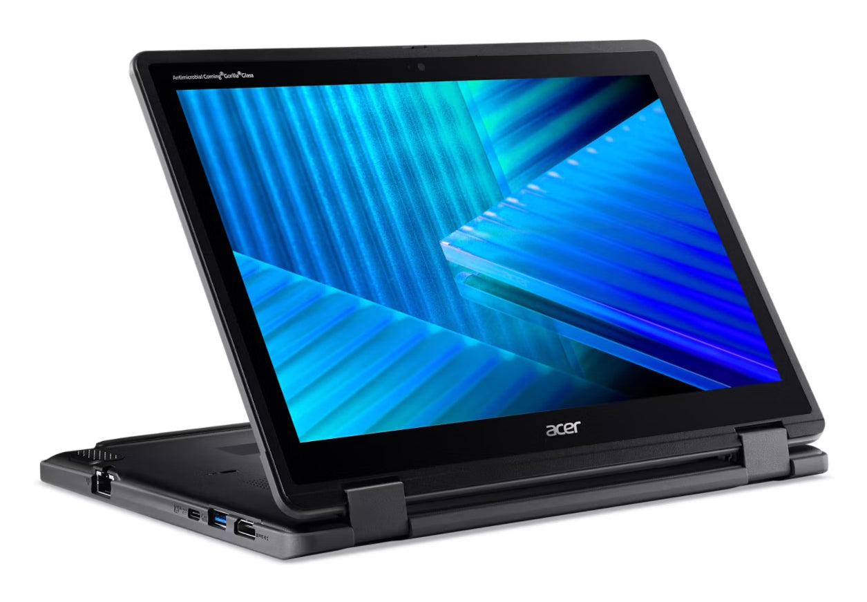Acer TravelMate Spin B3 TMB312R-31-P4LS Intel® N N250 Hybrid (2-in-1) 12.2" Touchscreen WUXGA 8 GB LPDDR5-SDRAM 128 GB eMMC Wi-Fi 7 (802.11be) Windows 11 Pro Education Black