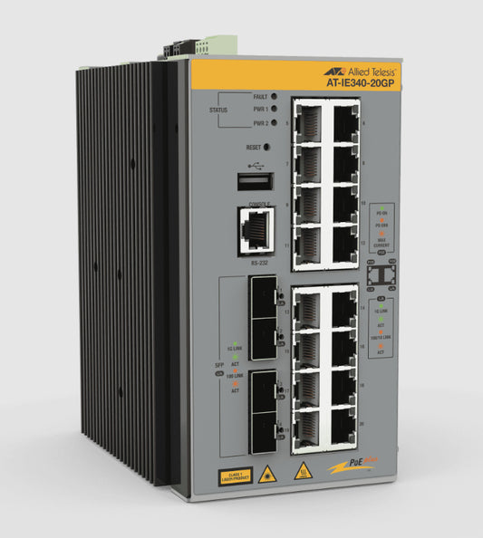 Allied Telesis AT-IE340-20GP-980 network switch Managed L3 Gigabit Ethernet (10/100/1000) Power over Ethernet (PoE) Gray