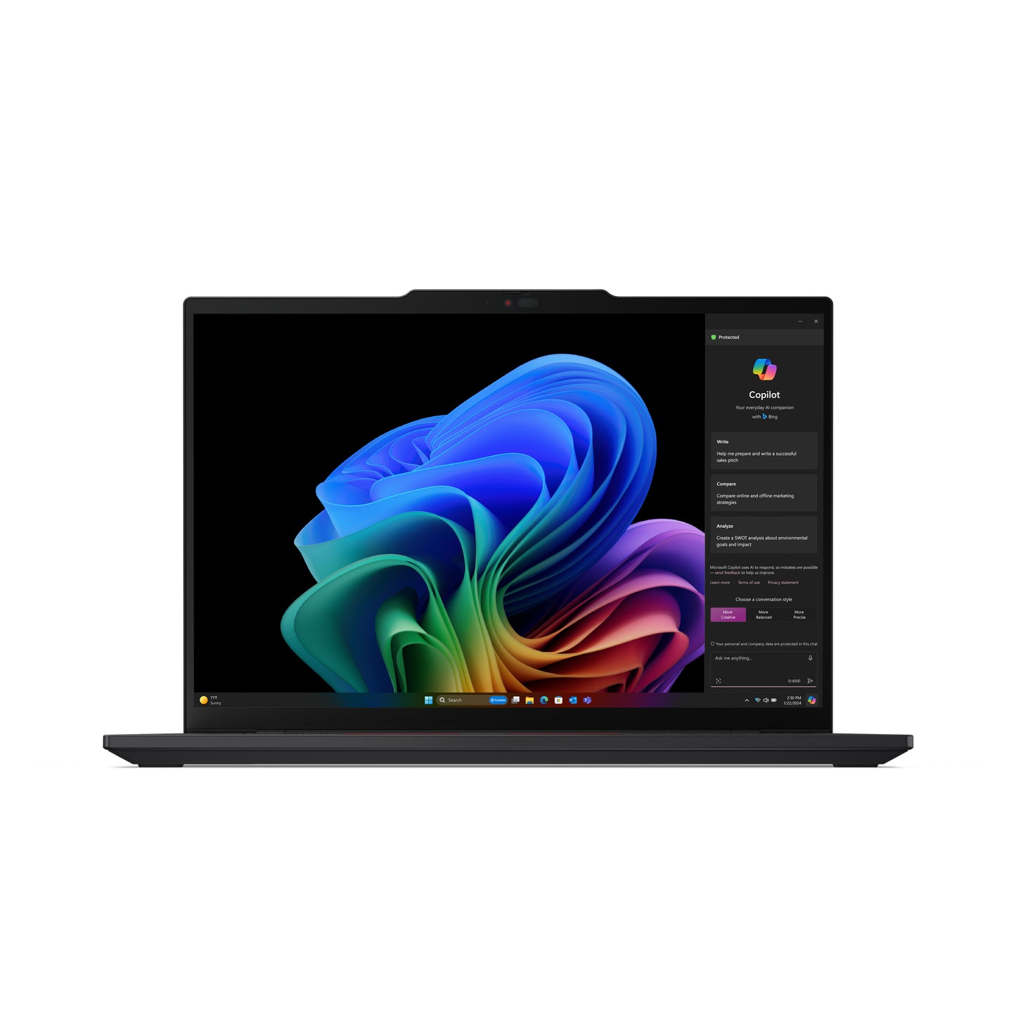 Lenovo ThinkPad T14s Gen 6 (Snapdragon) Copilot+ PC Qualcomm Snapdragon X1E-78-100 Laptop 14" Touchscreen WUXGA 32 GB LPDDR5x-SDRAM 1 TB SSD Wi-Fi 7 (802.11be) Windows 11 Pro English Black