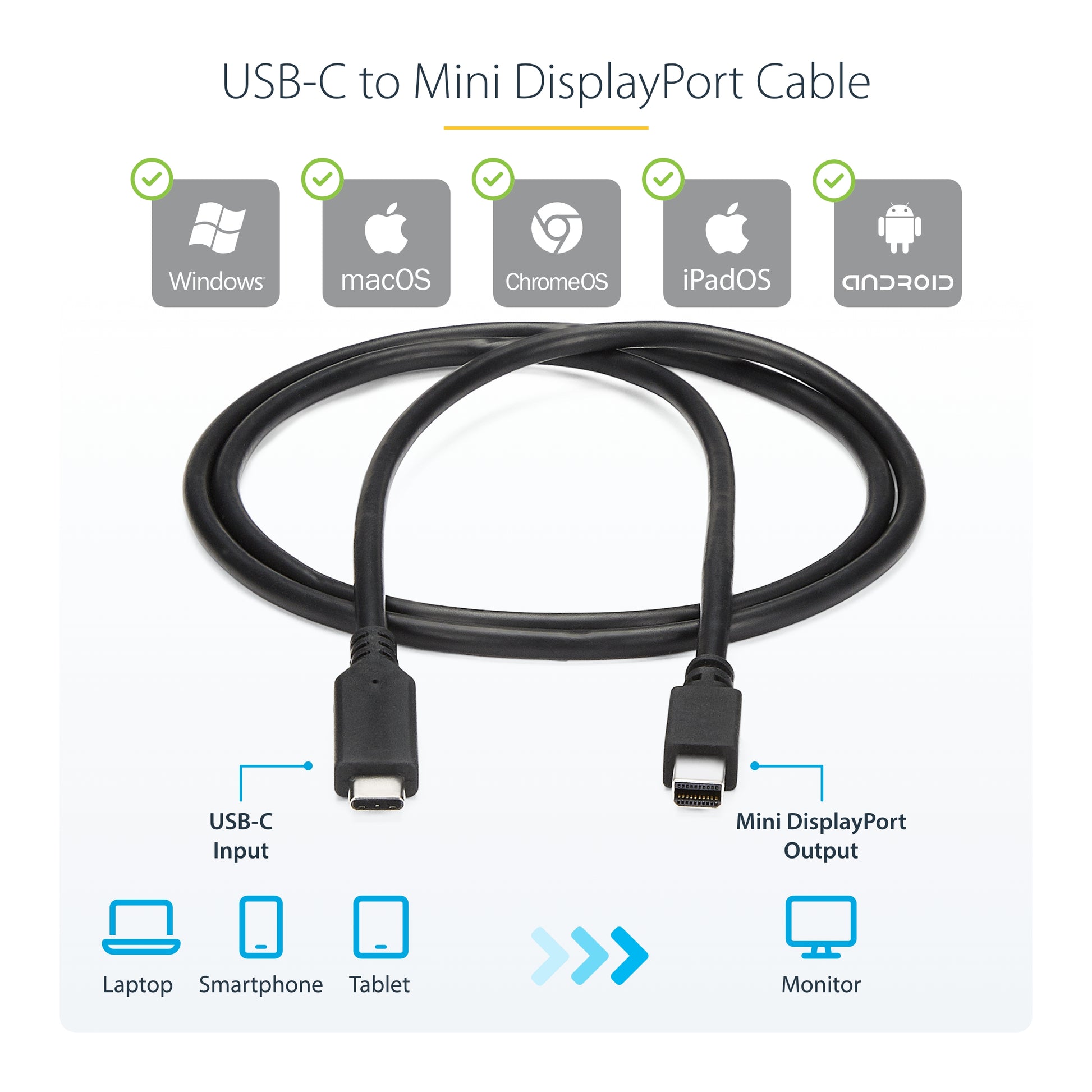 StarTech.com CDP2MDPMM1MB video cable adapter 39.4" (1 m) USB Type-C Mini DisplayPort Black