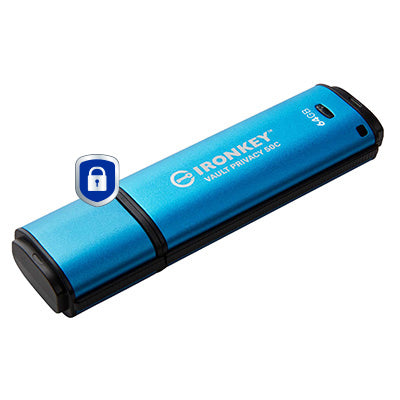 Kingston Technology IronKey Vault Privacy 50 USB flash drive 64 GB USB Type-C 3.2 Gen 1 (3.1 Gen 1) Black, Blue