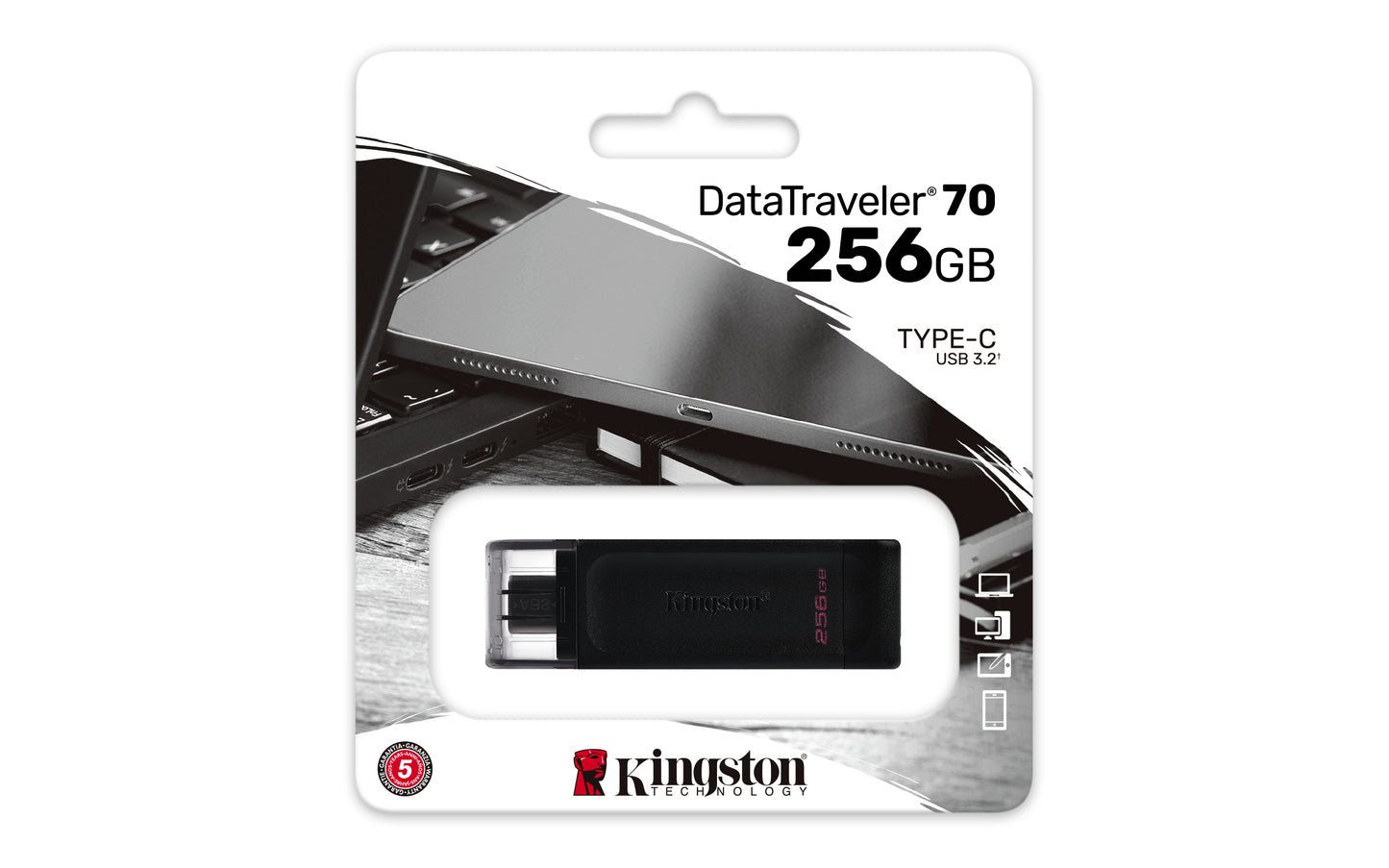 Kingston Technology DataTraveler 70 USB flash drive 256 GB USB Type-C 3.2 Gen 1 (3.1 Gen 1) Black