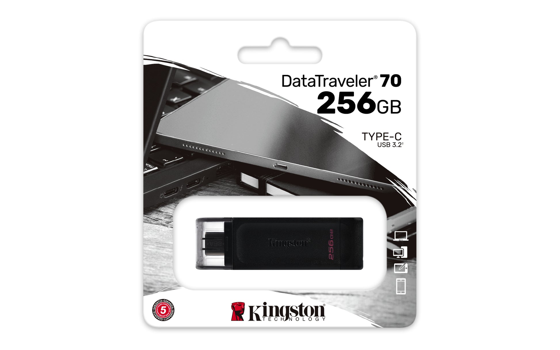 Kingston Technology DataTraveler 70 USB flash drive 256 GB USB Type-C 3.2 Gen 1 (3.1 Gen 1) Black