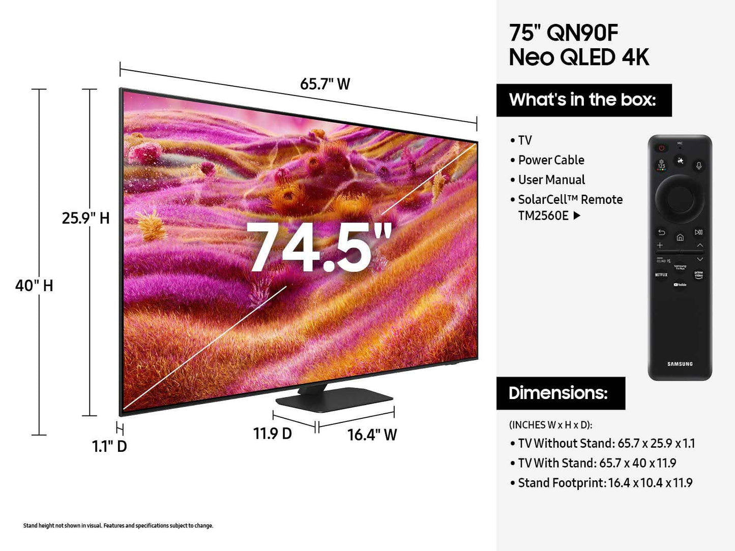 Samsung QN90F QN75QN90FAF 75" 4K Ultra HD Smart TV Wi-Fi Black
