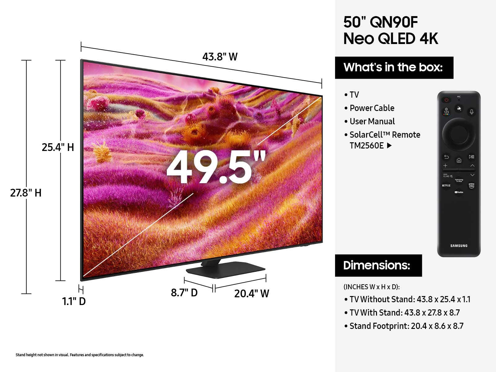 Samsung QN90F QN50QN90FAF 50" 4K Ultra HD Smart TV Wi-Fi Black