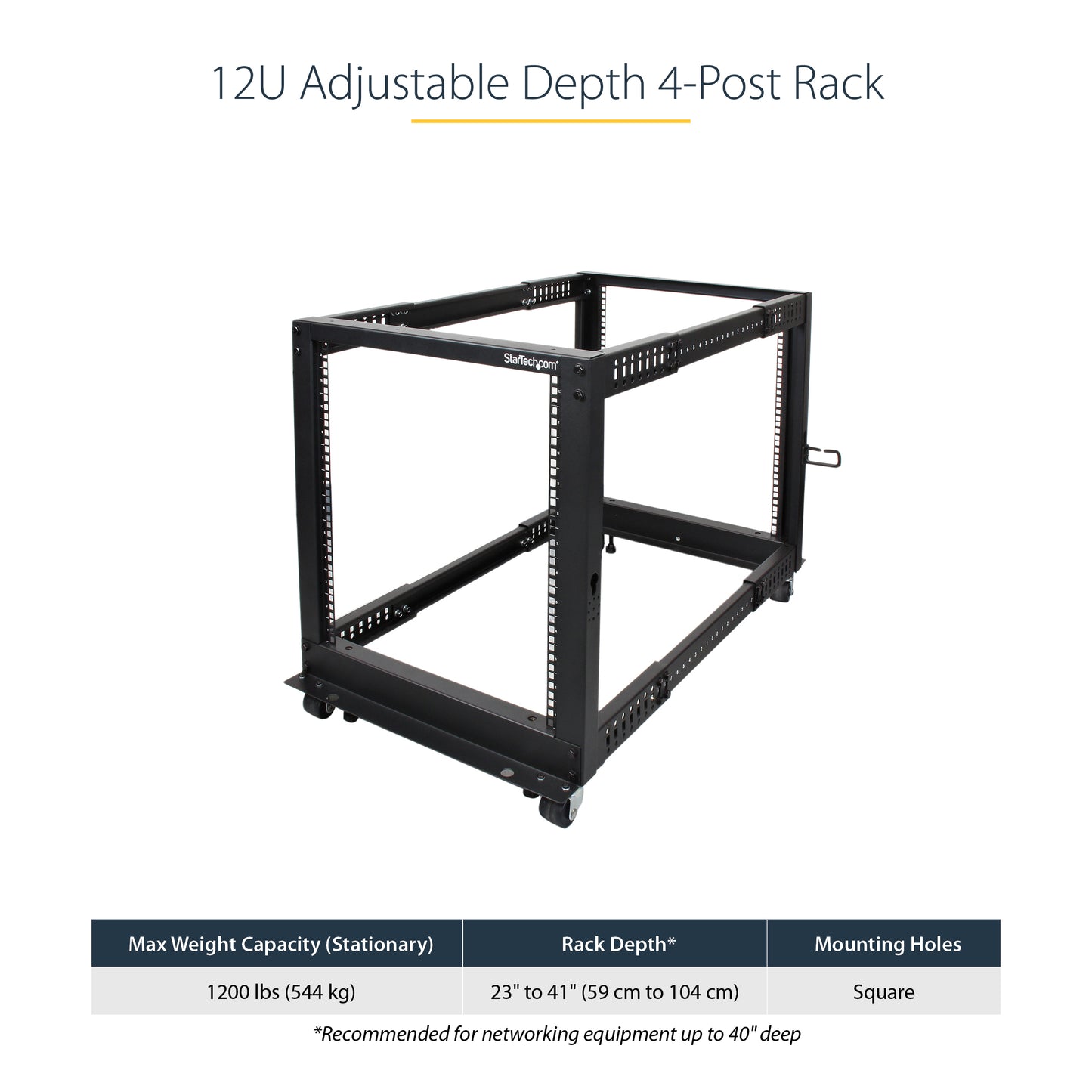 StarTech.com 4POSTRACK12U rack cabinet 12U Freestanding rack Black