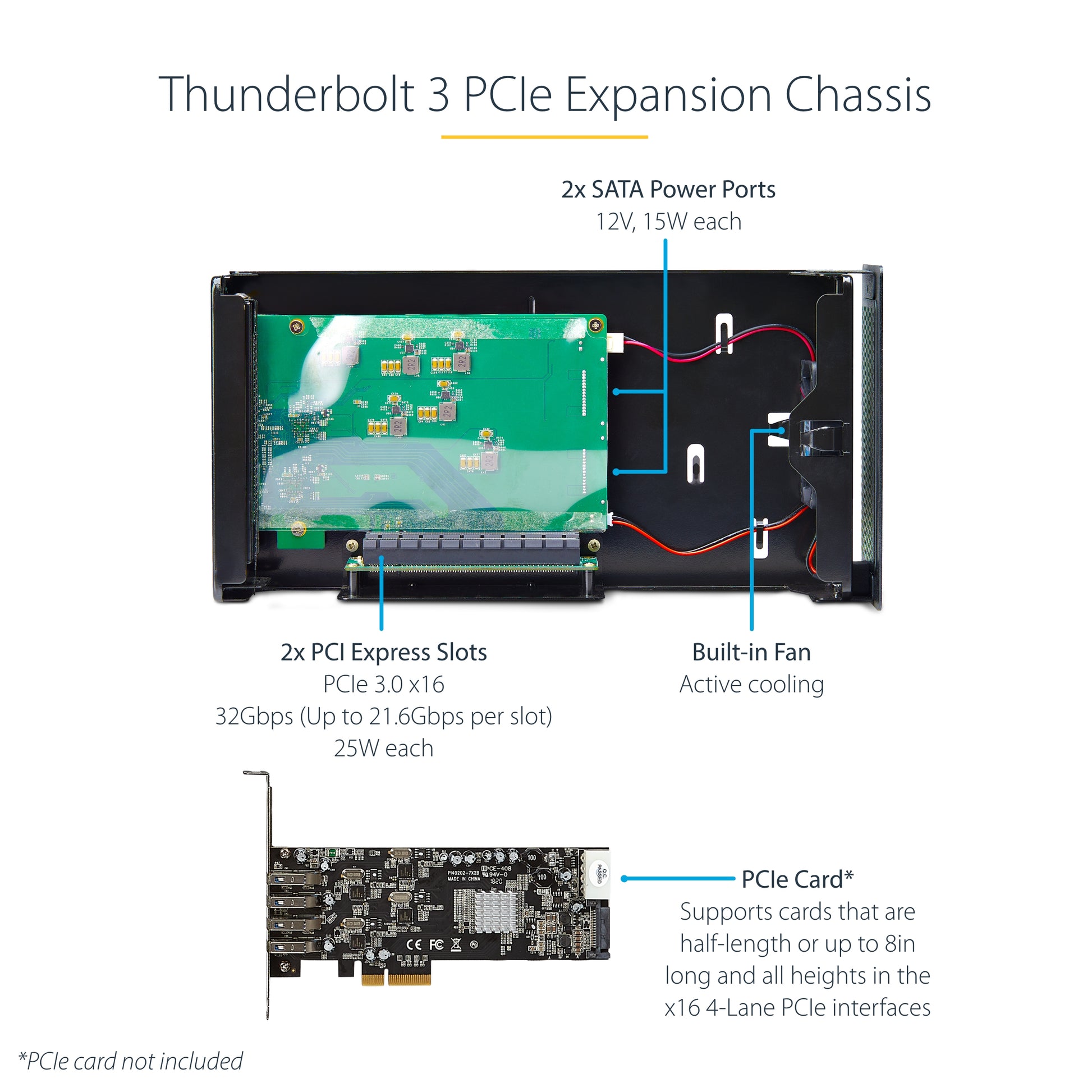 StarTech.com 2TBT3-PCIE-ENCLOSURE laptop dock/port replicator Wired Thunderbolt 3 Silver