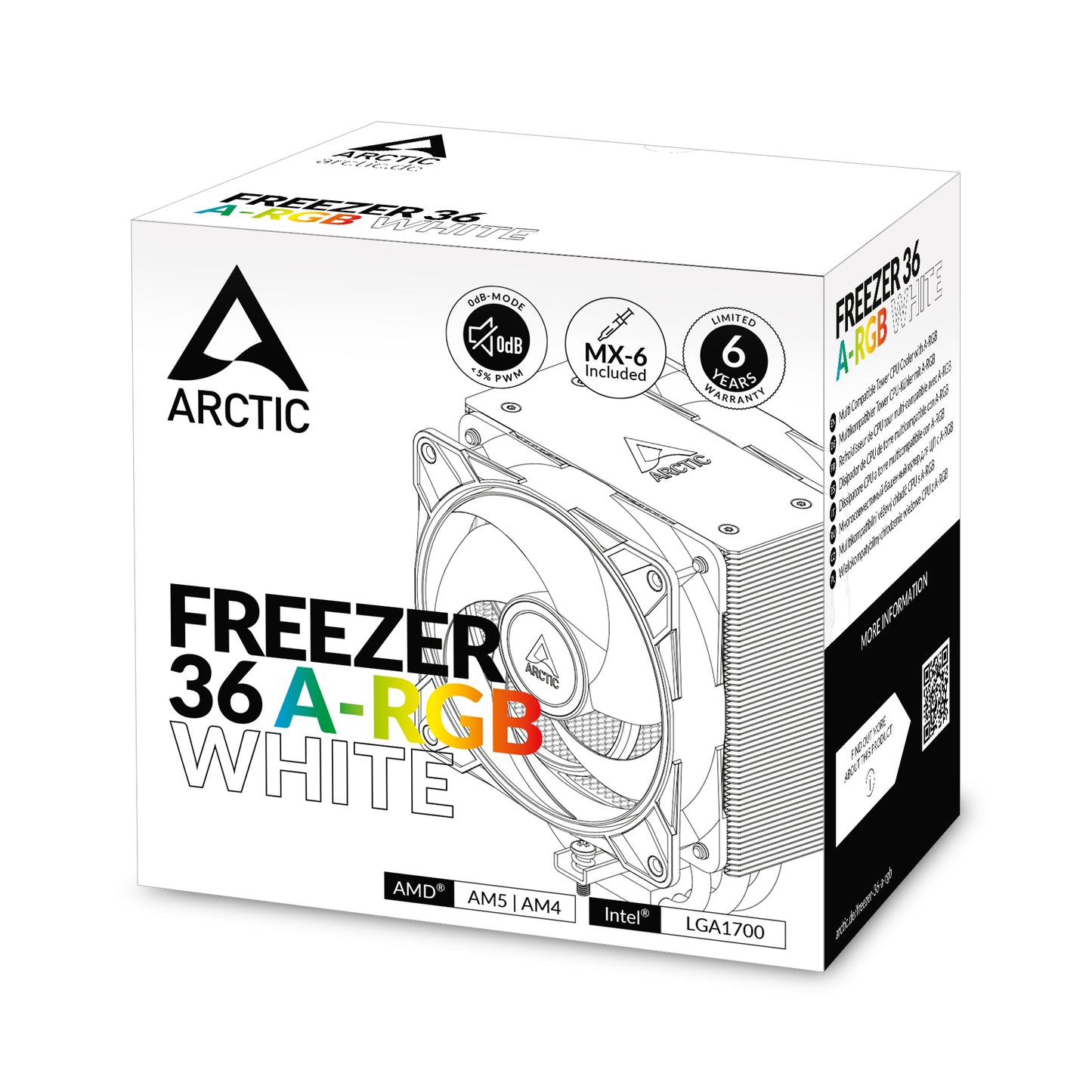 ARCTIC Freezer 36 A-RGB Processor Air cooler 4.72" (12 cm) White 1 pc(s)