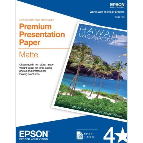 Epson Premium Presentation Paper Matte (8.5" x 11") (100 Sheets/Pkg)
