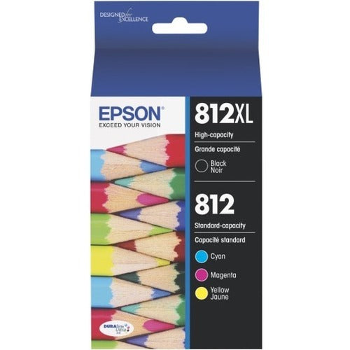 Epson&reg; 812XL/812 DuraBrite&reg; Ultra High-Yield Black And Cyan/Yellow/Magenta Ink Cartridges, Pack Of 4, T812XL-BCS - Inkjet - Ultra High Yield - 4 / Pack