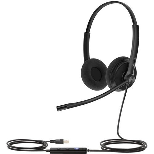 Yealink UH34 Lite Headset - Stereo - USB Type C, Mini-phone (3.5mm) - Wired - 32 Ohm - 20 Hz to 20 kHz - Over-the-head - Binaural - Ear-cup - 3.94 ft Cable - Noise Cancelling, Uni-directional, Electret, Condenser Microphone - Black