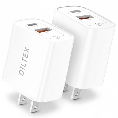 2-Pack 20W Fast Charger with 4 - 6ft cables- (2) 6ft USB-A-C & (2) 6ft USB-C-C