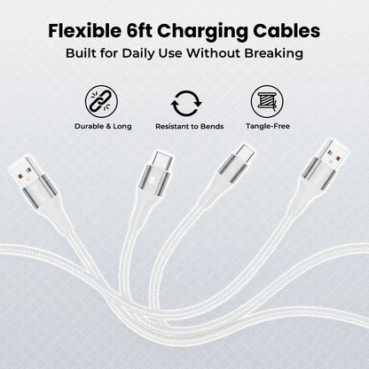 2-Pack 20W Fast Charger with 4 - 6ft cables- (2) 6ft USB-A-C & (2) 6ft USB-C-C